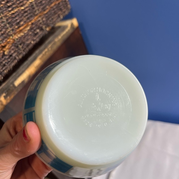 2 vintage Fire King Anchor Hocking Rare Blocks  blue and green Milk Glass 5” - Picture 8 of 14